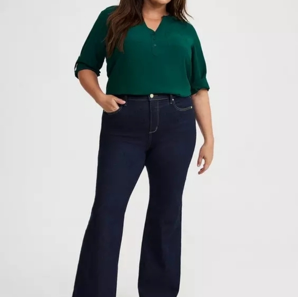 Torrid Botanical Garden Hunter Green Harper 3/4 Sleeve Tunic Top (Size 6) - Picture 4 of 16